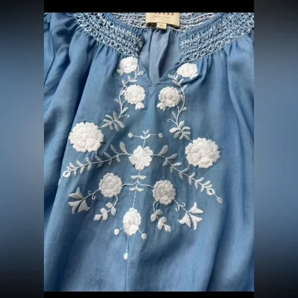 Sezane Blue Floral Embroidered Top 36 - Picture 5 of 9